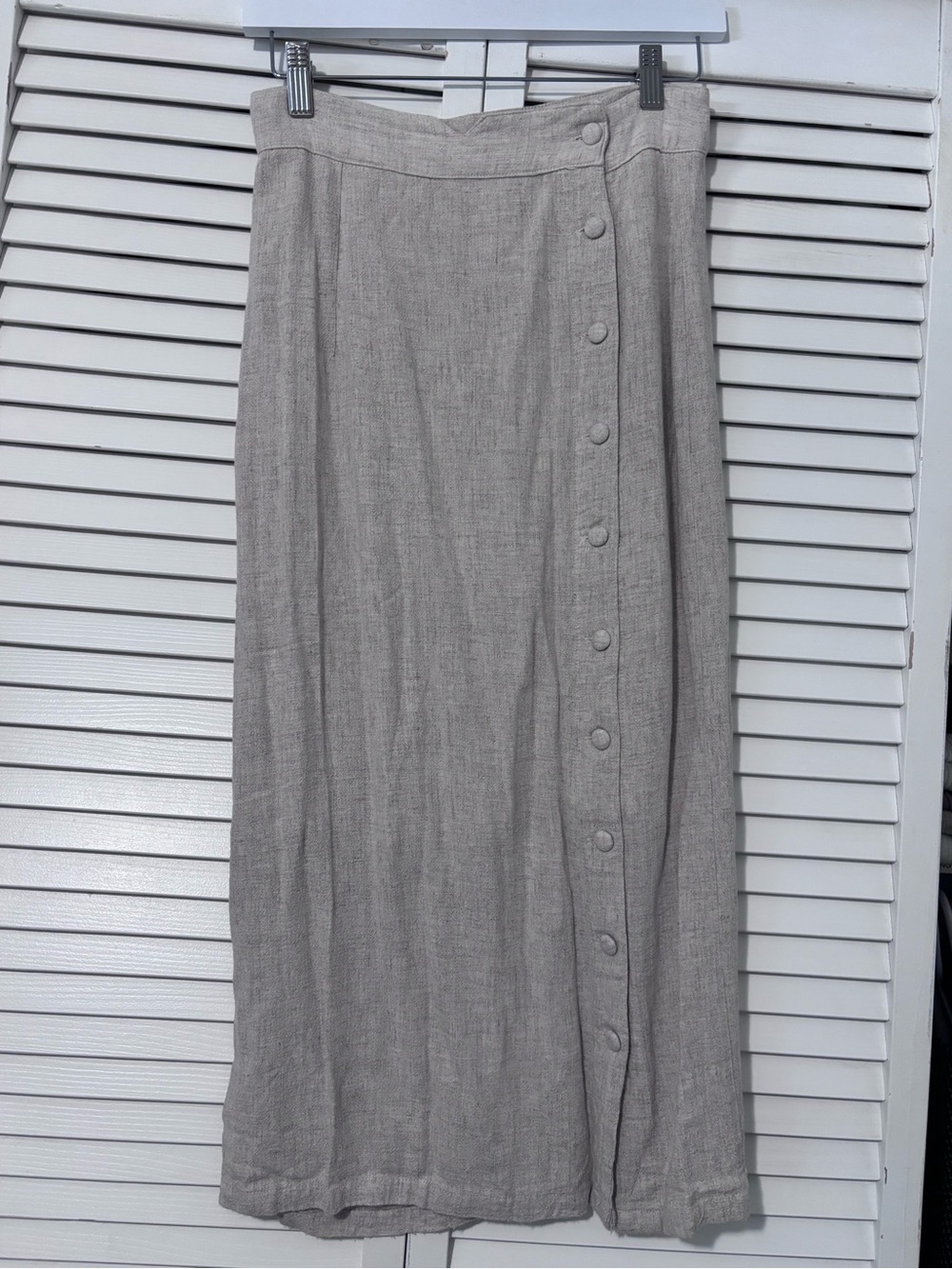 Light Ivory Button-Front Maxi Skirt